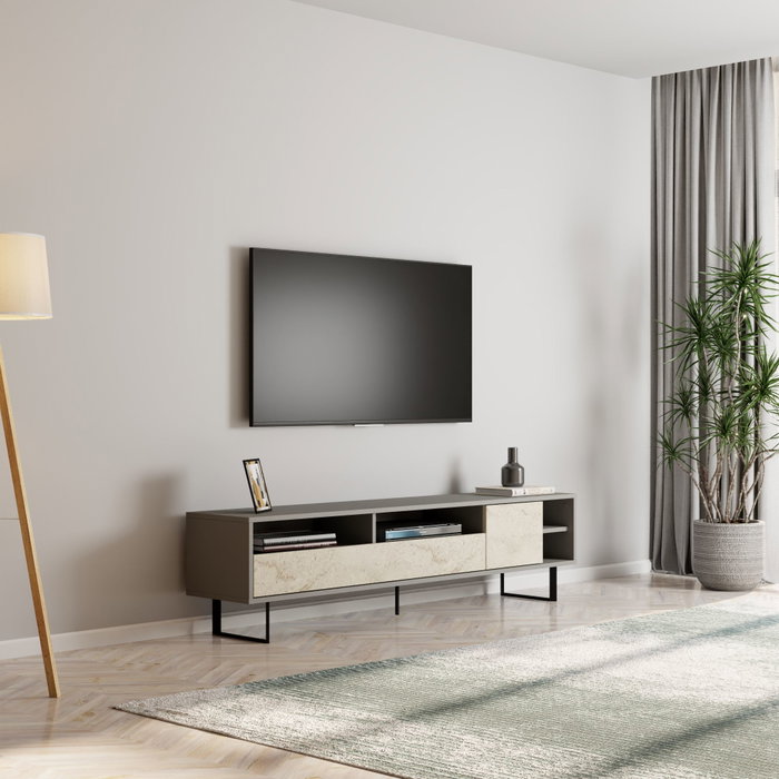 Hanah Home Luga Soporte de TV Gris y Travertino